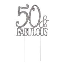 50 Fabulous Cake Topper for 50th Birthday Party or Anniversary Crystal Rhinestones Decorative Cake Topper for Party Supplies 2024 - buy cheap