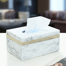 Nordic Style Marble Resin Hand-stamped Tissue Box Living Room Dining Room Desk Paper Towel Storage Box Home Decoration 2024 - buy cheap