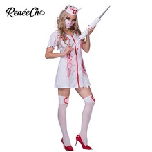 Adult Halloween Costume Women's Bloody Nurse Costume Female Scary Zombie Vampire Cosplay For Carnival Costume Dress Hat Mask Set 2024 - buy cheap