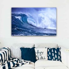 Pintura de parede marítima, pintura marítima azul com ondas, tela impressa para sala de estar, arte de parede, imagens sem moldura 2024 - compre barato