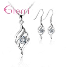 Luxury Plant Shape Style Big Shiny Stone Jewelry Sets Drop Earrings Charms Necklaces For Women 925 Sterling Silver Gifts 2024 - buy cheap