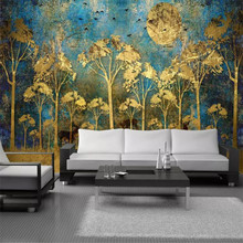 Golden Forest Birds TV Background Wall Professional Fabrication Mural, Wallpaper Wholesale, Custom Poster Photo Wall 2024 - buy cheap