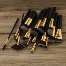 New 17pcs/set Makeup Brush Professional Cosmetics Brushes Set Wood Black Gold Handle Powder Foundation Eyeshadow Lip Brush Tool 2024 - buy cheap