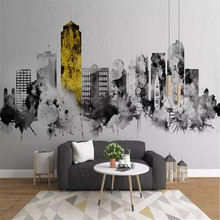 Simple abstract ink city architecture background wall custom large wallpaper mural 3D photo wall manufacturers wholesale 2024 - buy cheap