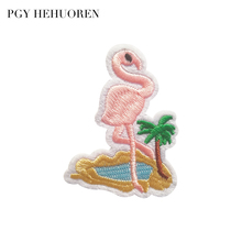 PGY Hawaii style1pc Pink Flamingo Tree Embroidered Patches for Clothing Iron on Badge Trousers Sticker Stripes Appliques Decor 2024 - buy cheap