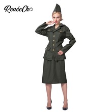 Roupa de halloween-fantasia da segunda guerra mundial, traje feminino militar, cosplay sexy 2024 - compre barato