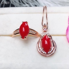 KJJEAXCMY boutique jewels 925 серебро-инкрустированное натуральное красное Коралловое женское кольцо подвеска ожерелье Поддержка обнаружения 2024 - купить недорого