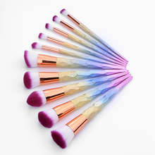 Make-up Brush Rainbow Makeup Brushes Set 10pcs Rhinestone Tools Pro Powder Foundation Eye Lip Concealer Face colrful Brush Kit 2024 - buy cheap