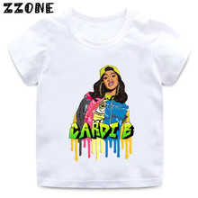 Boys and Girls Hip Hop Rapper Cardi B Print T shirt Baby Kids Fashion Funny Clothes Children Summer Short Sleeve T-shirt,HKP5260 2024 - buy cheap