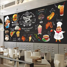 Western restaurant fast food restaurant burger shop background wall custom large indoor wallpaper mural 3D photo wall 2024 - buy cheap