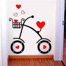 Pegatinas de pared 3D de bicicleta de amor romántico para sala de estar, Fondo de entrada, pared, habitación de matrimonio, decoración, pegatina de pared acrílica 2024 - compra barato