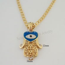 NEW GREAT - YELLOW GOLD OVERLAY 24" CUBAN NECKLACE & EVIL EYE CZ STONE ENAMEL PENDANT 2 DESIGNS AVAILABLE GREAT GIFT 2024 - buy cheap