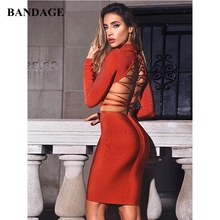 Vestido corto ajustado de manga larga con espalda descubierta para mujer, minivestido Sexy con cremallera para fiesta, Club de celebridades, elegante, Coral 2024 - compra barato