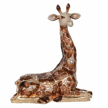 Cajas de joyería de aleación de jirafa sentado, adorno coleccionable con incrustaciones de cristal, caja de metal, adornos, accesorios para el hogar, regalos X'mas 2024 - compra barato