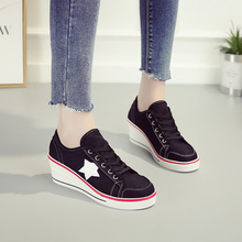 Big size New 2018 women Platform Hidden Wedge shoes lady's Canvas pumps Lace-up shoes fashion women casual high heel shoes MA-02 2024 - buy cheap