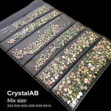 Super Shiny .Crystal AB SS3 SS4 SS5 SS6 SS8 SS10 Mix Sizes Pack Flatback Rhinestones Nail Rhinestoens For Nails 3D Nail Art 2024 - buy cheap