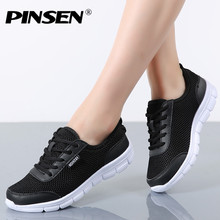 PINSEN Fashion Women Shoes Summer Breathable Lace up Casual Shoes Big Size 35-42 Light Comfort Light Weight Air Mesh Women Flats 2024 - buy cheap