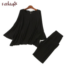Fdfklak-Conjunto de pijama informal de algodón y modal para mujer, ropa de dormir femenina para casa, otoño y primavera 2024 - compra barato