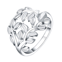 Серебряные цветные кольца для женщин Простые ветки листья открытое Ювелирное кольцо 2024 - купить недорого