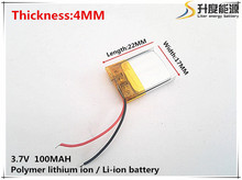 3.7V,100mAH,[401722] PLIB; polymer lithium ion / Li-ion battery for GPS,mp3,mp4,mp5,dvd,bluetooth,model toy 2024 - buy cheap