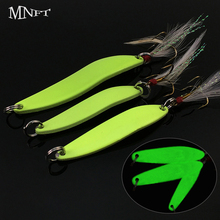 MNFT 1Pcs Noctilucent Luminous Hard Baits Artificial Treble Hook Lure Metal Sequins Feather Fishing Lure 5/7/10/13g 2024 - buy cheap