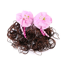 1 pair Children Lovely Wig Hair Accessory Princess Girls Cute Curly Hair With Bow Hair Clip Hairpin 2024 - buy cheap