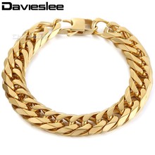 Mens Chain 316L Stainless Steel 13/15mm Heavy Silver(color)/Gold(Color) Double Curb Cuban Link Rombo Boys Bracelet Gift HB289 2024 - buy cheap