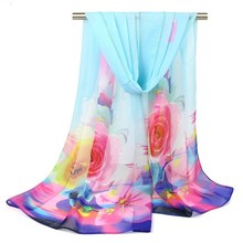 spring and summer new women's scarf rose printed scarf shawl wholesale fashion beach explosion models chiffon scarf 2024 - buy cheap