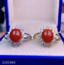 KJJEAXCMY boutique jewelry 925 sterling silver inlaid natural gemstone red coral female ring support detection 2024 - buy cheap