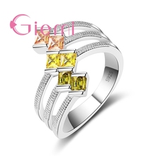 Anillos únicos de cristal de Plata de Ley 925 amarillo para amantes mujeres Nueva joyería cuadrada personalidad exquisitos Anillos regalos 2024 - compra barato