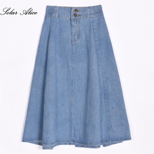 Free Shipping 2018 New Fashion Summer Spring Women Clothing Girls Denim Jeans Mid-Calf Ball Gown Sweet Causul Plus Size Skirt 2024 - buy cheap