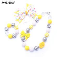 MHS.SUN-collar de cuentas de chicle grueso para bebé y niña, pulseras con lazo con flores, pinzas para el pelo, conjunto de joyería para niña BN082, venta al por mayor 2024 - compra barato