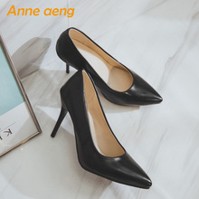 Zapatos de tacón alto y delgado para mujer, calzado sexy de oficina, clásico, elegante, en color negro, talla grande 34-46 2024 - compra barato