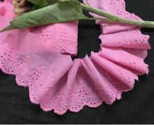 Roseo-tecido bordado de renda feminino, 2 metros, rosa, 100% algodão, roupa feminina, faça você mesmo, renda, pano 2024 - compre barato
