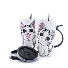 600ml Creative Cat Ceramic Mugs With Lid and Spoon,Cartoon cup,Milk Coffee Tea Cup Porcelain Cat's shape Mugs Nice Gifts 2024 - buy cheap