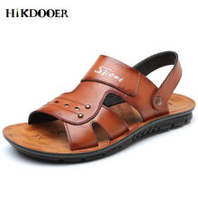 2018 Men Genuine Leather Sandals Casual Leather Shoes Male Fashion Sandal Summer Beach Shoes Flats Men Outdoor Sandals 2024 - buy cheap