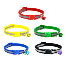 1 pc Colorful Pet  Necklace Collars Glossy Reflective Safety Buckle Collar With Bell Dogs Cats Puppy Kitten Lovely Gift 2024 - buy cheap