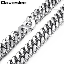 22mm Heavy Silver Tone Cut Double Curb Link Rombo Mens Chain Boys 316L Stainless Steel Necklace Wholesale Jewelry Gift LHN55 2024 - buy cheap