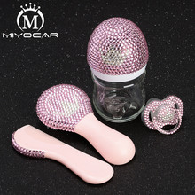 MIYOCAR beautiful set of safe Prince Princess baby comb,bling pink pacifier bling baby glass bottle ideal gift for baby shower 2024 - buy cheap