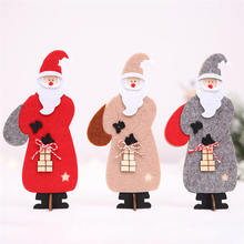 Papá Noel-decoración artesanal de Navidad de 9,5x20 cm, tela no tejida de madera, ornamento de Navidad para fiesta, regalo de Año Nuevo, 1 ud. 2024 - compra barato