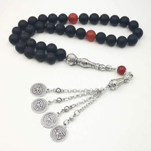 Tasbih-ágata negra Natural esmerilado para hombre, cuentas de ágatas Rojas antiguas, misbaha, Ojo de Metal, borla, Onxy, cuentas de oración 33, 66, 99 cuentas 2024 - compra barato