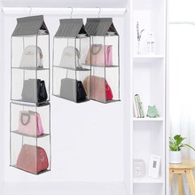 4-Tiers Non-woven Handbags Hanging Shelf Detachable Closet Bags Organizer Collapsible Clothing Accessories Storage Holder Grey 2024 - buy cheap