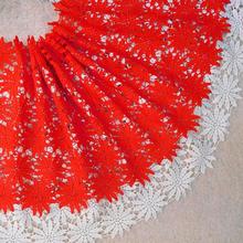 2 метра нигерийская французская кружевная ткань 2018 африканская Красная белая кружевная ткань высокого качества Водорастворимая кружевная отделка свадебное платье 2024 - купить недорого