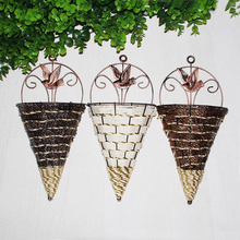 Rattan Flower Pot Wall Hanging Ice Cream Flower Basket Artificial Flower Container Wall Mounted Plant Vase Garden Planter 2024 - buy cheap