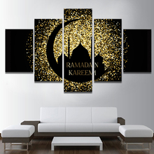 Islamic Ramadan Kareem Wall Art 5 Pieces Canvas Print Paintings Framed Islamic Mosque Posters Wall Art Pictures Ramadan Decor 2024 - buy cheap