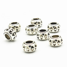 50 PCS 10mm*6.5mm Antique Silver Color Spacer Beads Metal Alloy Drum Bead 4mm Hole Beads Loose Bead For Jewelry Making 2024 - buy cheap
