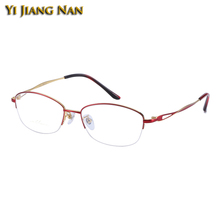 Armações de óculos ópticos de titânio puro, óculos para mulheres, armações de óculos meio aro roxo vermelho 2024 - compre barato