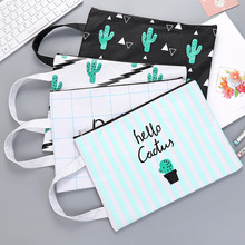 A4 Kawaii Hello Cactus Canvas File Folder Document Filing Bag School Office Supply Stationery Organizer Bags 2024 - buy cheap