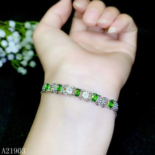 KJJEAXCMY boutique jewelry 925 sterling silver inlaid natural diopside gemstone female bracelet support detection. 2024 - buy cheap