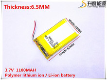 3,7 V 1100 mAh 653352 de polímero de litio Li-Po li recargable de ion de las células de las baterías para Mp3 MP4 MP5 GPS 2024 - compra barato